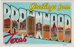 LP82  LARGE letter, Brownwood, Texas, TX, postcard.