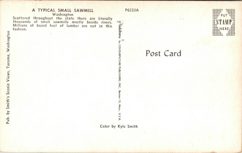 Postcard A Typical Small Sawmill in Washington