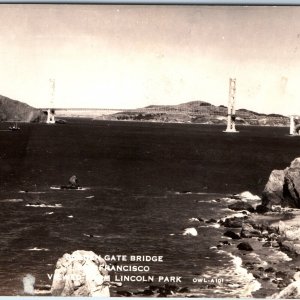 c1930s San Francisco, CA RPPC Golden Gate Bridge Lincoln Park Scenic Span A165