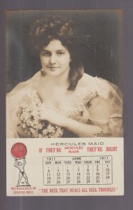 St. Louis MISSOURI RPPC 1911 ADVERTSING Calendar HERCULES MADE SHOES Shoe Maid 1