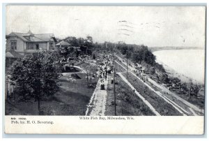 1907 White Fish Bay Exterior Building Beach Milwaukee Wisconsin Vintage Postcard 