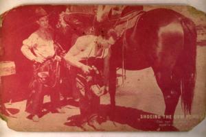 1920's Putting Horseshoes On Horse - Western Film Movie Arcade Card y4211