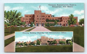 ALBUQUERQUE, NM New Mexico ~ VETERANS HOSPITAL Linen c1940s Postcard