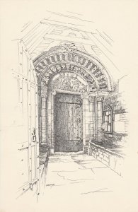 ELKSTONE CHURCH, NORMAN DOORWAY, Gloucestershire - Vintage POSTCARD (Drawing)