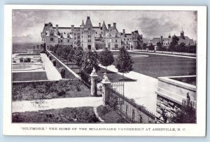 Asheville North Carolina NC Postcard Biltmore Home Millionaire Vanderbilt c1940