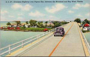 Highway over Pigeon Key Florida FL Unused Vintage Linen Postcard F2