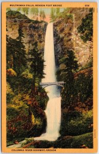 VINTAGE POSTCARD MULTNOMAH FALLS SECOND HIGHEST IN US W/ PARY FOR PEACE SLOGAN