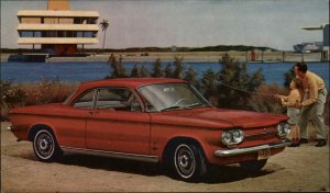 1963 Corvair Monza Club Coupe Classic Car Ad Advertising Vintage Postcard