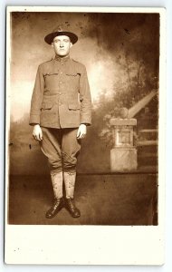 c1917 WWI U.S. ARMY SOLDIER REAL PHOTO RPPC CYKO POSTCARD P686