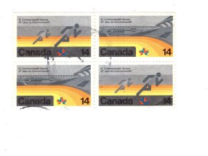 #759-760 14¢ x 2 Commonwealth Games, Block of Four Canada Stamps, 1977