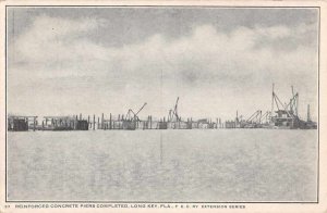 Concrete Pier Completed Long Key  Fla Railroad Extenstion Vintage Postcard RR704