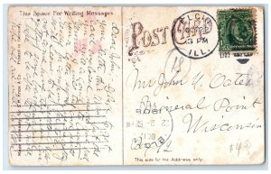 1909 Elgin National Watch Work And Third Rail Elgin Illinois IL Trees Postcard