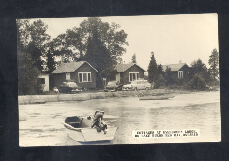 RPPC RED BAY ONTARIO LAKE HURON EVERGREEN LODGE VINTAGE REAL PHOTO POSTCARD