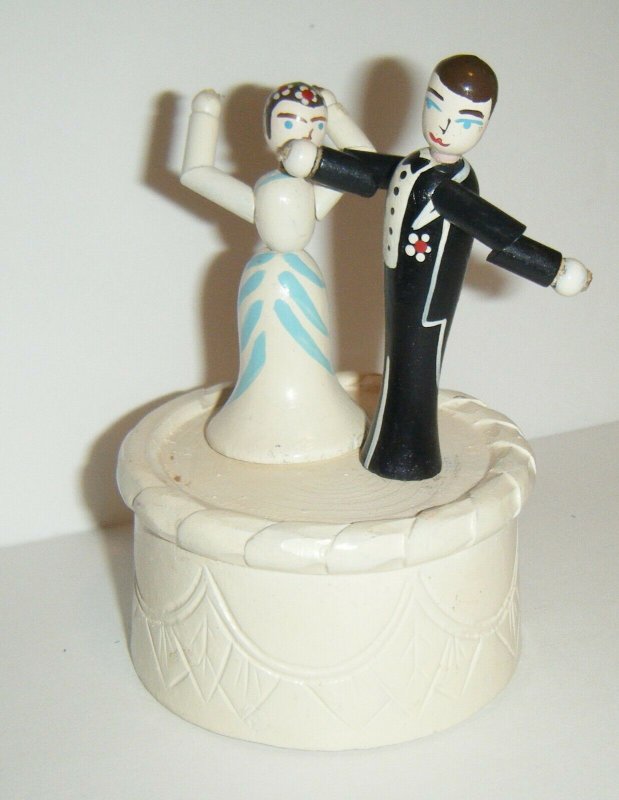 Vintage Push Button Puppet Bridge & Groom Wedding Couple On Cake Thumb Toy