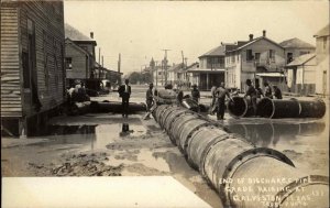 Galveston TX Grade Raising Discharge Pipe Trube Real Photo Postcard c1910