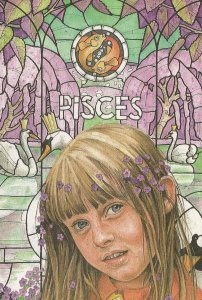 Pisces Child By Stained Glass Window Rare Horoscope Postcard