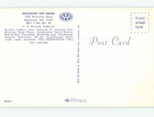 Unused Pre-1980 INVITATION INN MOTEL Edgewood Maryland MD n7947-14