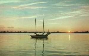 Vintage Postcard Sunset Reflections Lends Enchantment To Dextone Beauty Scene