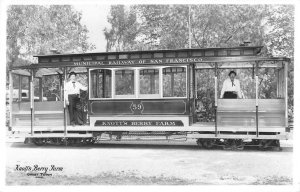 RPPC KNOTT'S BERRY FARM Ghost Town Railway Trolley c1950s Vintage Postcard