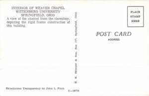 SPRINGFIELD OHIO WITTENBERG COLLEGE~WEAVER CHAPEL INTERIOR POSTCARD 1960s