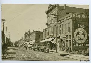 Maquoketa IA Street Vue Hardware RPPC Postcard