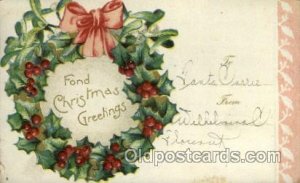 Artist Ellen Clapsaddle, Christmas 1908 writing on front, postal used 1908