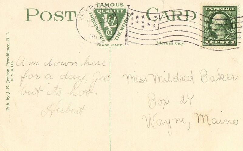 Purgatroy, Newport, Rhode Island 1913 Postcard