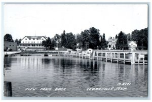 1956 Cedar Inn View From Dock Cedarville Michigan MI RPPC Photo Postcard