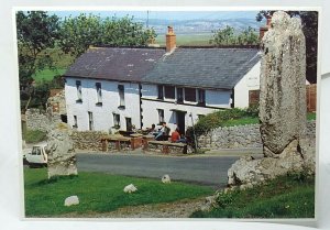 Pub-goers in Llanrhidian Wales enjoying a  drink outdoors Vintage Postcard 1990s