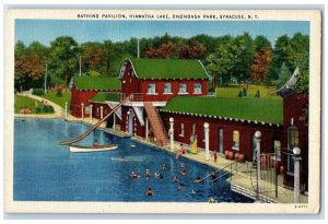 c1940 Bathing Pavilion Hiawatha Lake Onondaga Park Syracuse New York NY Postcard
