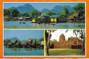 BR98982 floating houses made of bamboos moung sing palace   thailand