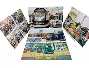 Job Lot Set 5x Nottingham Trams Then & Now Vintage Postcards