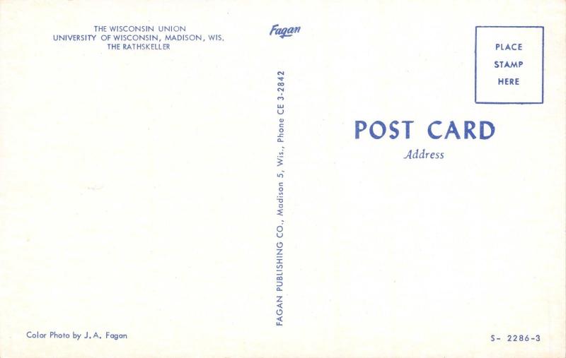 MADISON WISCONSIN~UNIVERSITY MEMORIAL UNION-RATHSKELLER POSTCARD