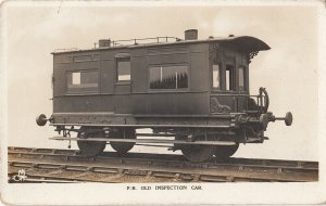 British railway history F.R. old inspection car train wagon photo postcard