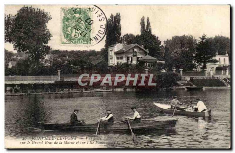 Joinville Bridge Old Postcard View taken on the long arm of the Marne and on ...