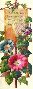 Lot of 4 Lovely Bright Christmas Bookmark Floral Victorian Trade Cards P120