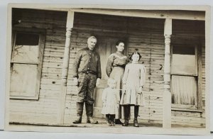 Family Posing Porch Osborn Thomas & Lucinda Man in Window Postcard Q7