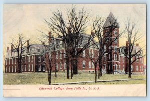 Iowa Falls Iowa Postcard Ellsworth College Exterior View c1910 Vintage Antique