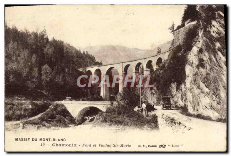 Old Postcard Chamonix Bridge and Viaduct Ste Marie