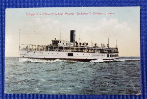 Vintage Bridgeport & New York Line Steamer BRIDGEPORT Bridgeport Conn Postcard