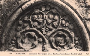 Vintage Postcard Chartres Decoration Du Lympan D'une Fenetre D'une Maison