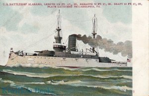 Postcard Ship US Battleship Alabama Launched Philadelphia PA