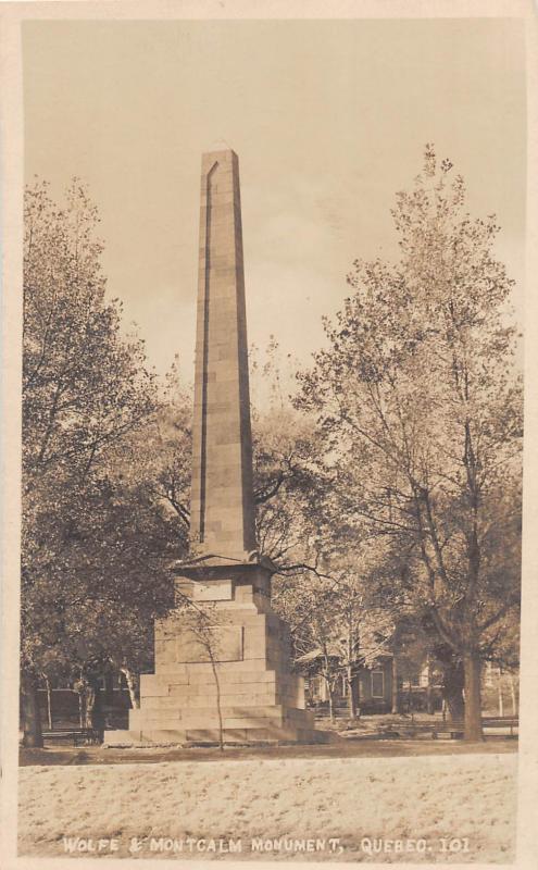 E26/ Quebec Canada Real Photo RPPC Postcard 1937 Wolfe & Montcalm Monument