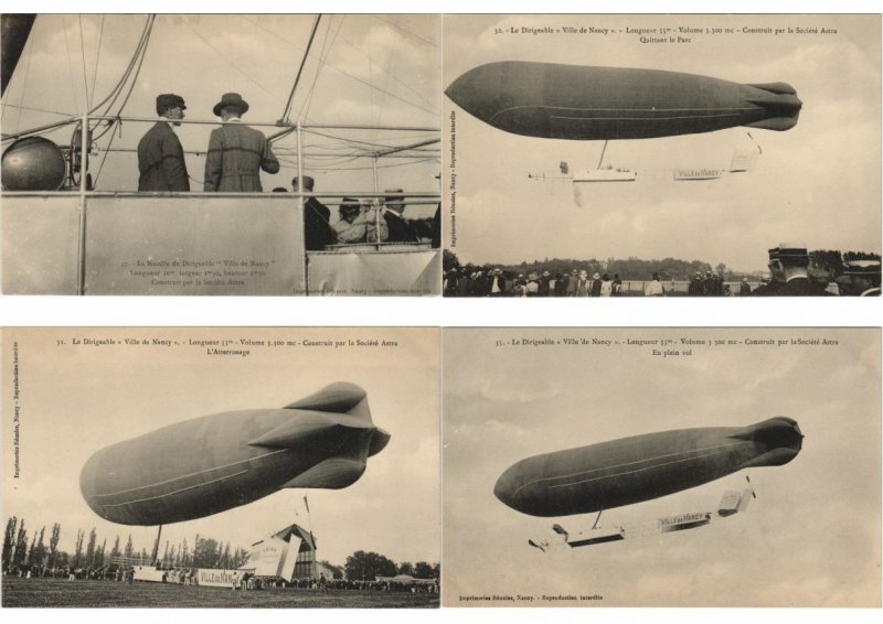 AVIATION, BALOON DIRIGEABLE VILLE DE NANCY 12 Vintage Postcards (L3007)