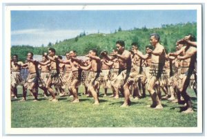 c1950's Haka Taparahi or War Dance Rotorua New Zealand Vintage Postcard