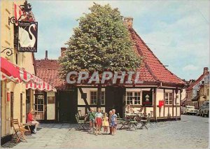 Postcard Modern Odense Hans Jensens Strade Children Swan