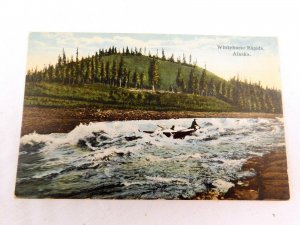 Circa 1910 Raft or Boat on Whitehorse Rapids, Alaska Vintage Postcard P28