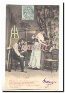 Postcard Old Couple L & # 39adieu