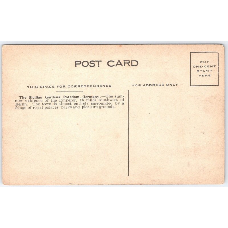 Postcard The Sicilian Gardens Potsdam Germany c1910