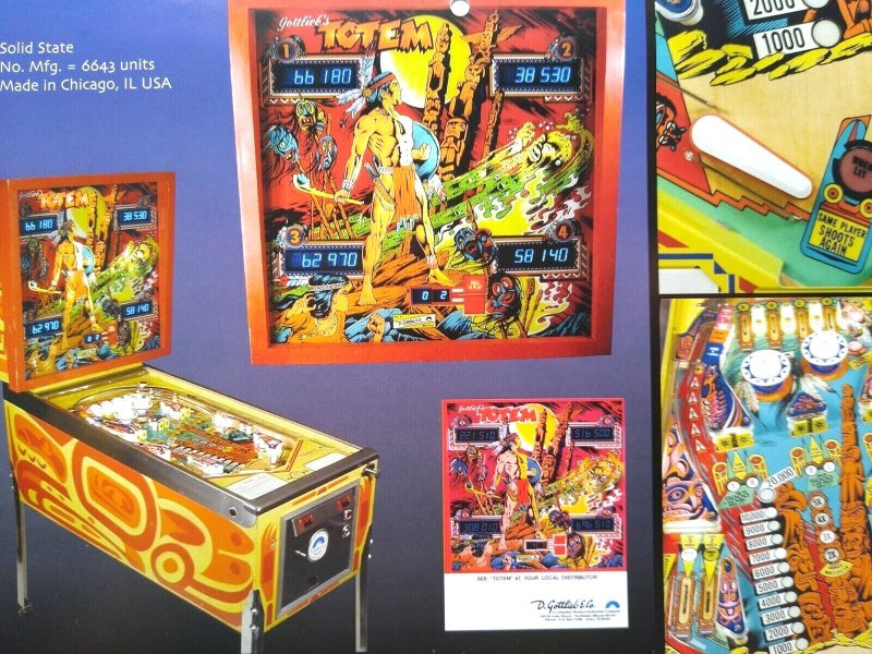 Totem Pinball Machine Art Collage Ready To Frame Artwork Retro Western Fantasy